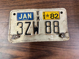 VTG Original 1982 Texas Motorcycle License Plate 3ZW 88 Harley Indian