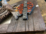 Vtg Plaster Harley Davidson Eagle Wall Sign Mirror Display 23x15 Dealer Plaque!