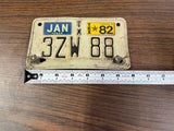 VTG Original 1982 Texas Motorcycle License Plate 3ZW 88 Harley Indian