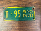 VTG Original 1970 Wyoming Motorcycle License Plate 11-95 Harley Indian