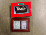 Vintage NOS Spalding Mahogany Wood Playing Card Box W/ 2 Card Decks