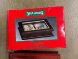 Vintage NOS Spalding Mahogany Wood Playing Card Box W/ 2 Card Decks