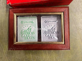Vintage NOS Spalding Mahogany Wood Playing Card Box W/ 2 Card Decks