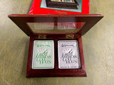 Vintage NOS Spalding Mahogany Wood Playing Card Box W/ 2 Card Decks
