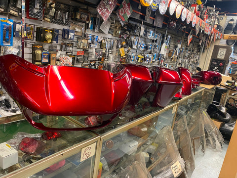Paint Set Harley FLTR Road Glide Velocity Red Fairing Fenders Saddlebags 14^ OEM