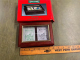 Vintage NOS Spalding Mahogany Wood Playing Card Box W/ 2 Card Decks