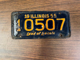 VTG Original 1955 Illinois Motorcycle License Plate 10507 Harley Indian