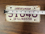 VTG Original 1958 Illinois Motorcycle License Plate 31846 Harley Indian