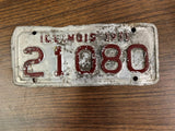 VTG Original 1951 Illinois Motorcycle License Plate 21080 Harley Indian