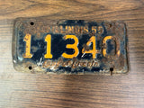 VTG Original 1955 Illinois Motorcycle License Plate 11340 Harley Indian