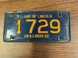 VTG Original 1960 Illinois Motorcycle License Plate 1729 Harley Indian