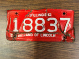 VTG Original 1961 Illinois Motorcycle License Plate 18837 Harley Indian