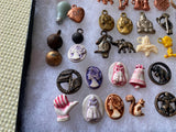 Lot Cracker Jack Prizes Charms Indian Liberty bell Western Toy Boxing Glove Vtg!