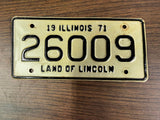 VTG Original 1971 Illinois Motorcycle License Plate 26009 Harley Indian