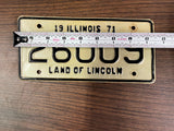 VTG Original 1971 Illinois Motorcycle License Plate 26009 Harley Indian
