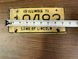 VTG Original 1971 Illinois Motorcycle License Plate 10483 Harley Indian