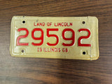 VTG Original 1968 Illinois Motorcycle License Plate 29592 Harley Indian