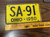 Vintage Original 1950 Ohio Waffle License Plate SA-91 Man Cave