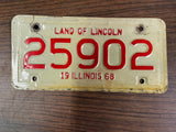 VTG Original 1968 Illinois Motorcycle License Plate 25902 Harley Indian