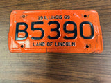 VTG Original 1969 Illinois Motorcycle License Plate B5390 Harley Indian 4 digit