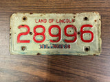 VTG Original 1968 Illinois Motorcycle License Plate 28996 Harley Indian