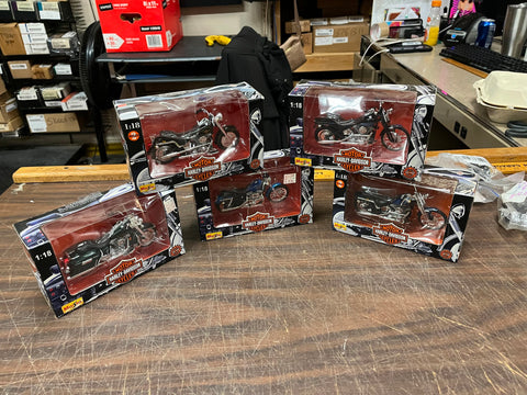 VTG 1990s Lot of 5 Maisto Harley Davidson 1/18 Scale Diecast Motorcycles NIB