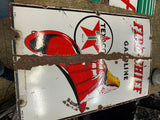 1940 Texaco Fire Chief Gas Oil Petroliana sign Advertising Porcelain Service Sta