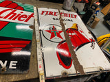 1940 Texaco Fire Chief Gas Oil Petroliana sign Advertising Porcelain Service Sta