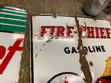 1940 Texaco Fire Chief Gas Oil Petroliana sign Advertising Porcelain Service Sta