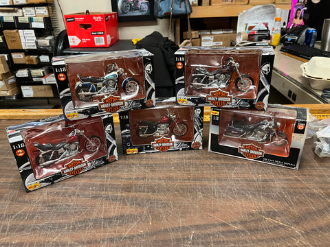 VTG 1990s Lot of 5 Maisto Harley Davidson 1/18 Scale Diecast Motorcycles NIB.