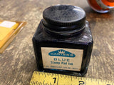Vtg Carters Blue Stamp Pad In 2 oz Bottle Glass Collectible Office