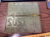 Vintage Original 1972 Ohio License Plate SC-1202 Pair Of 2 Man Cave