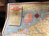 VTG 1940s Gulf Oil Company Pennsylvania State info/Road Map Pit Stop
