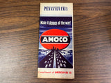 VTG 1940s Amoco Oil Company Pennsylvania State info/Road Map Pit Stop