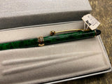 Sharp International ballpoint pen green marbled finish gold trim  Gift Box NOS