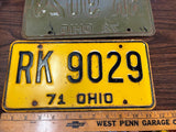 Vintage Original 1971 Ohio License Plate RK-9029 Pair Of 2 Man Cave
