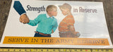 Vtg Strength Reserve Army Recruitment Poster 50's Norman Rockwell 11x21 Military