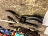 Vtg Metal Industrial Heavy Pulley Block Tackle Hook Barn Decor 7"