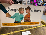Vtg Strength Reserve Army Recruitment Poster 50's Norman Rockwell 11x21 Military