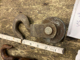 Vtg Metal Industrial Heavy Pulley Block Tackle Hook Barn Decor 7"