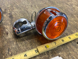 Vtg Front Turn Signals Handlebar mounts Harley OEM Shovelhead Yankee Ironhead FX