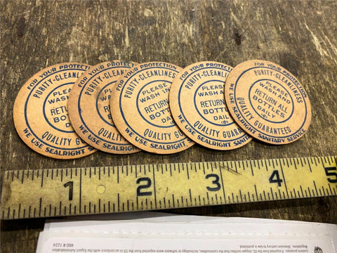Vtg Milk Dairy Bottle Caps Insert Sanitary lot Purity-Cleanliness Lot of 5