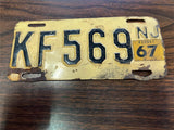 VTG Original 1967 New Jersey Motorcycle License Plate KF569 Harley Indian