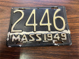 VTG Original 1949 Massachusetts Motorcycle License Plate 2446 Harley Indian