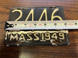 VTG Original 1949 Massachusetts Motorcycle License Plate 2446 Harley Indian