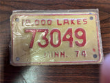 VTG Original 1974 Minnesota Motorcycle License Plate 73049 Harley Indian NIB
