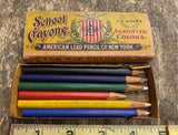 1884 Colored School Crayons American Lead pencil Co. Orig Box Antique Vtg Art!