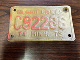 VTG Original 1974 Minnesota Motorcycle License Plate C92286 Harley Indian