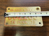 VTG Original 1974 Minnesota Motorcycle License Plate C92286 Harley Indian