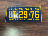 Vtg Original 1954 Michigan Mini Wheaties Bicycle License Plate UT-29-76